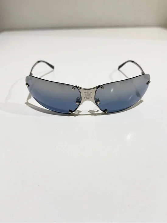 VTG Celine Triomphe Wrap Sunglasses SC 1032 Col 581 Silver Y2K Deadstock Set