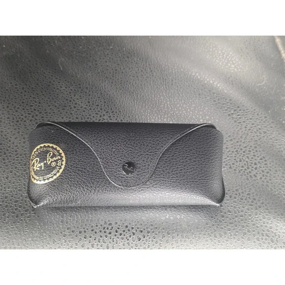 Ray-Ban Black Textured Leather Sunglasses Case Luxottica Snap Closure Protector