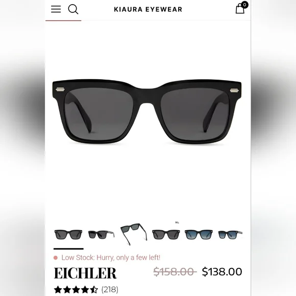 Kiaura Eichler Unisex Black Sunglasses
