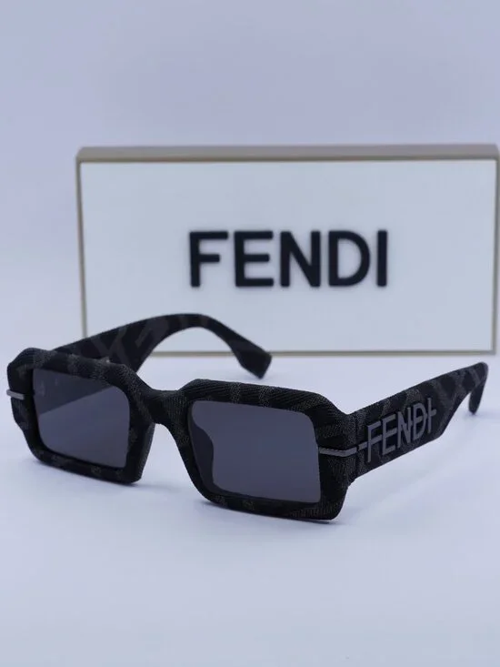 Fendi FE40074U 05A Rectangle Sunglasses - Grey Monogram / Grey