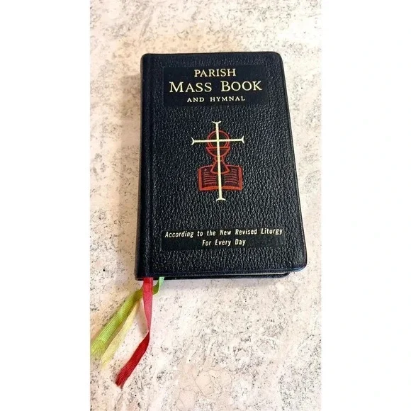 Vintage Black Leather Parish Mass‎ Book and Hymnal Hardcover St Joseph Edition