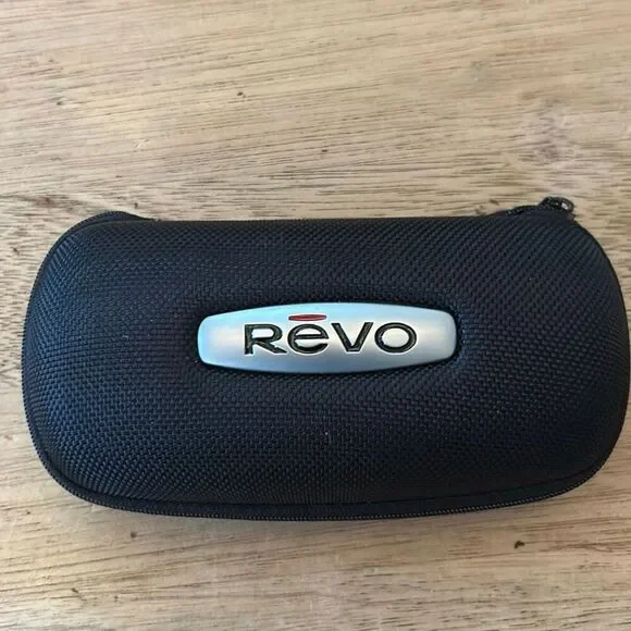 Revo hard sunglass zip around case. Black fleece lining
