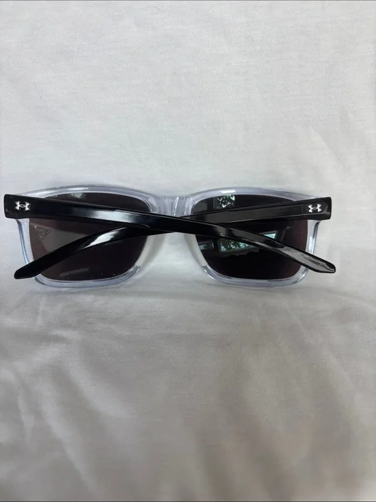 Under Armour Clear Frame Sunglasses with Green-Blue Mirrored Lenses