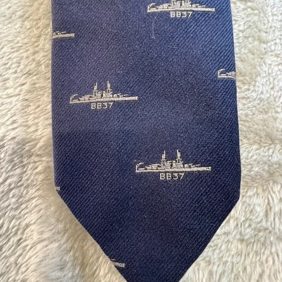 Robert Talbott for Orbachs Mens Navy Blue BB37 Battleship‎ Silk Necktie
