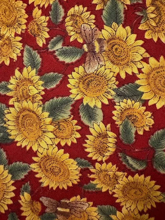 Beans McGee Vintage Sunflower Floral Cotton Tie 3.5” Wide
