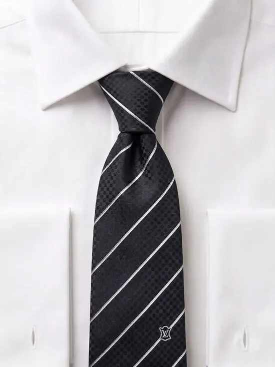 Louis Vuitton Paris Black 100% Silk Necktie