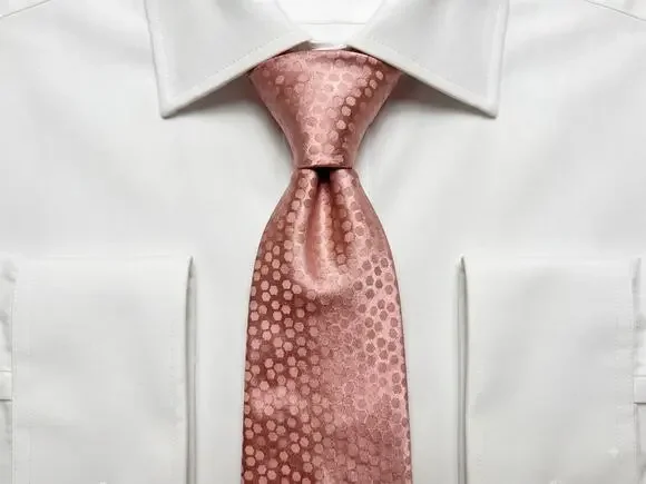 BCBG Attitude Beige Geometric Micro Circle 100% Silk Necktie