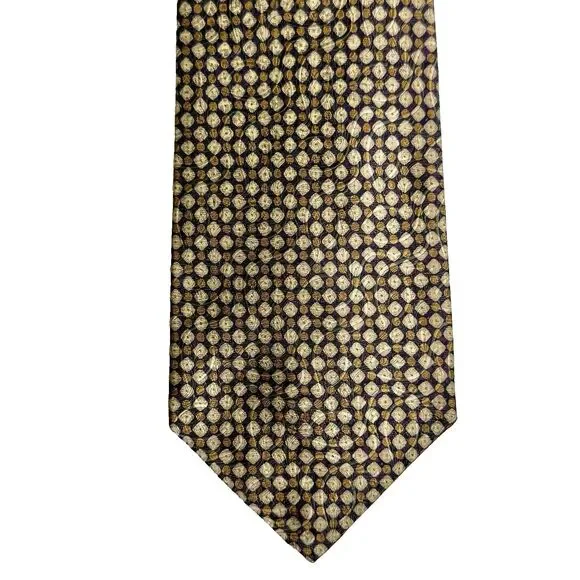 ROBERT TALBOTT Best Of Class Men's Silk Tie - Gold Tan Grey Geometric 57.5