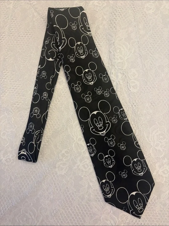 Vintage Disney Mickey Mouse Black & White Novelty Necktie