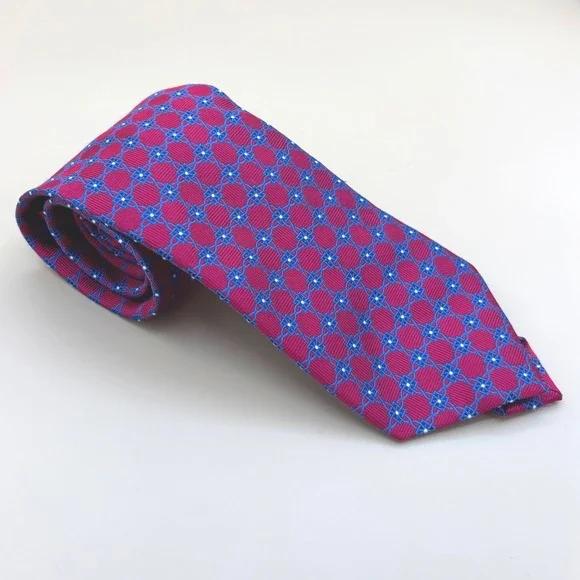 Jos. A. Bank Executive Collection Red Blue Geometric Silk‎ Necktie Mens Tie