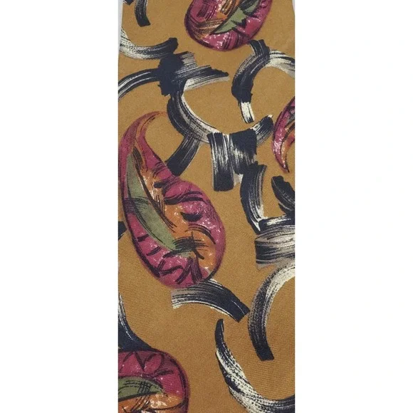 Christian Dior Necktie Mens  Gold Excellent Abstract Paisley Silk Vintage Tie‎