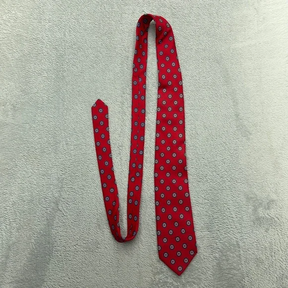 Robert Talbott Necktie Mens OS Red Medallion Geometric Silk Hand Sewn USA Made