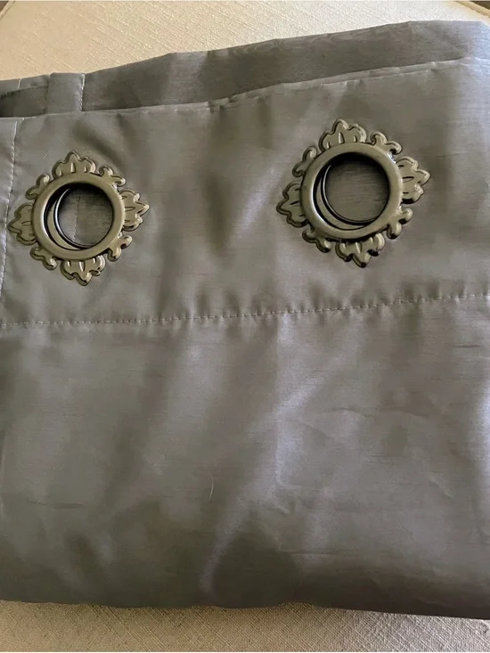 Modern Gray Grommet Blackout Curtain Panel with Decorative Rings