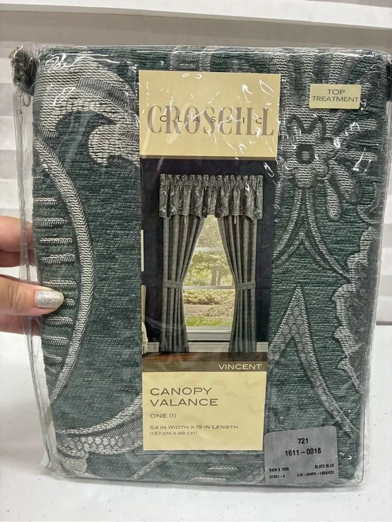 Croscill Classic canopy valance vincent slate blue 54