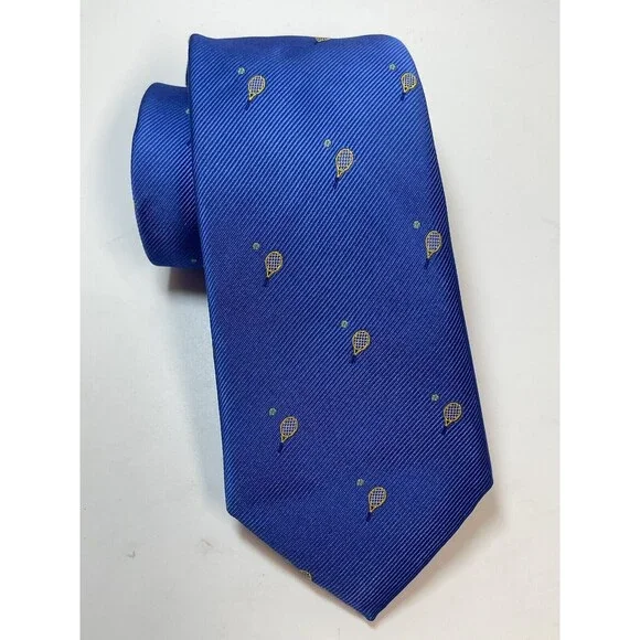 Tommy Hilfiger Racket And Ball Blue Silk Blend Neck Tie New