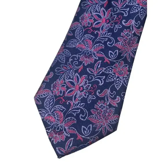 NWT $80 Ted Baker Silk Blue Purple Floral Neck Tie Made in Italy