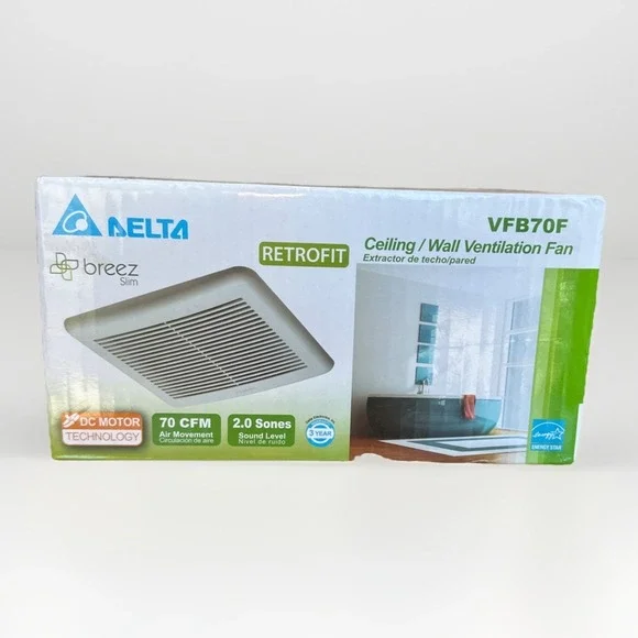 Delta‎ Breeze Slim Retrofit Ceiling Wall Ventilation Fan VFB70F New