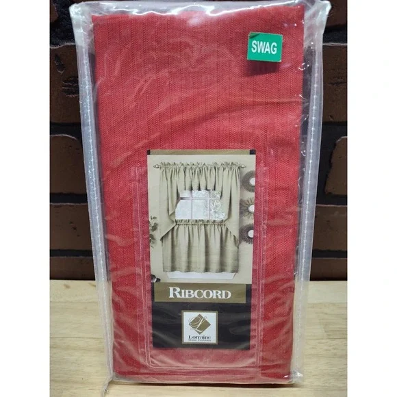 Swag curtain red Ribcord Lorraine Home Fashions NEW 54 X 38 inch