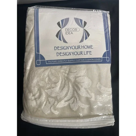 Decor Idea Velvet Sheer Floral Beige Grommet Curtain Panel 52x108‎ Burnout NIP