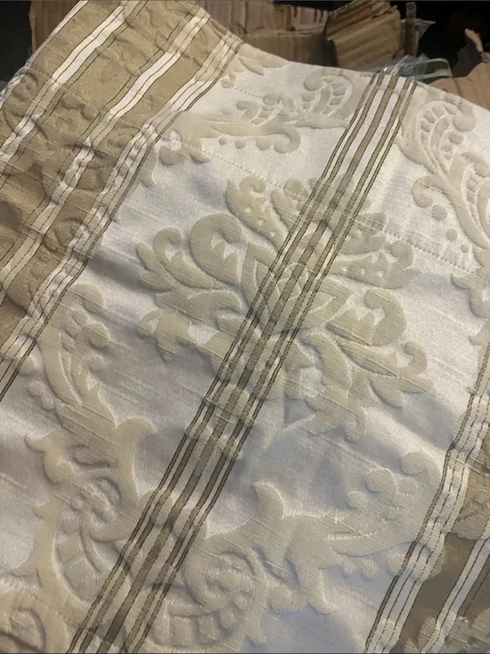 2pc Cream and Tan colored valances with pattern 211