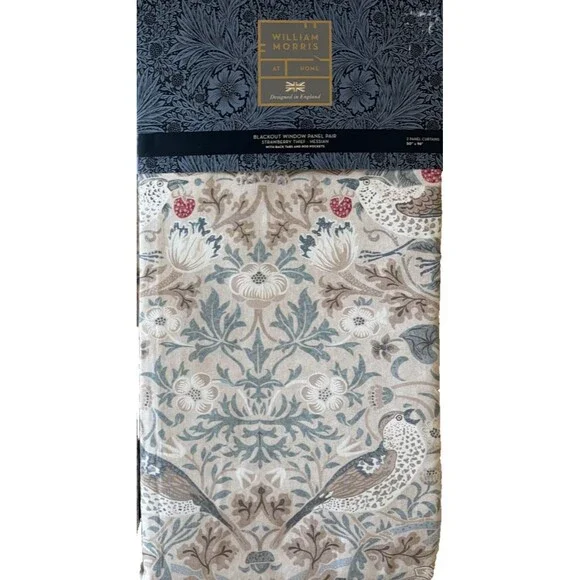 William Morris Blackout Strawberry Thief Curtains Drapes 50x96 Heavy 2 Panels