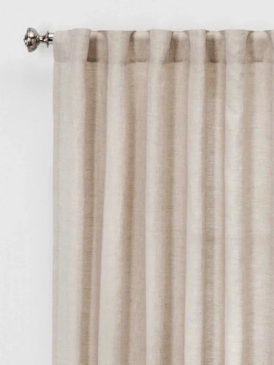 54” x 84” Curtain Panel Neutral 100% Linen Panel