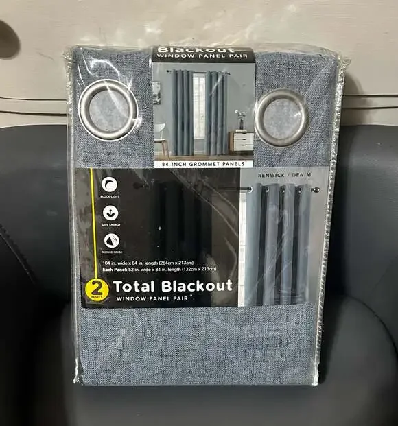 Total Blackout Window Panel Pair 84 Inch Grommet Panels Renwick Denim
