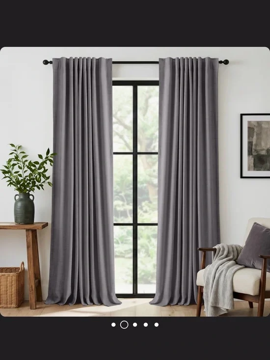 Faux linen blackout curtains 50x96” set of 2 panels