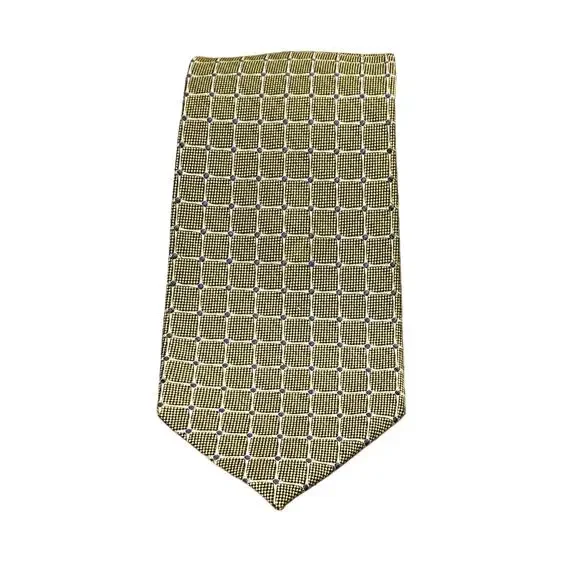 Joseph A. Bank Gold Tie with Blue Geometric Pattern