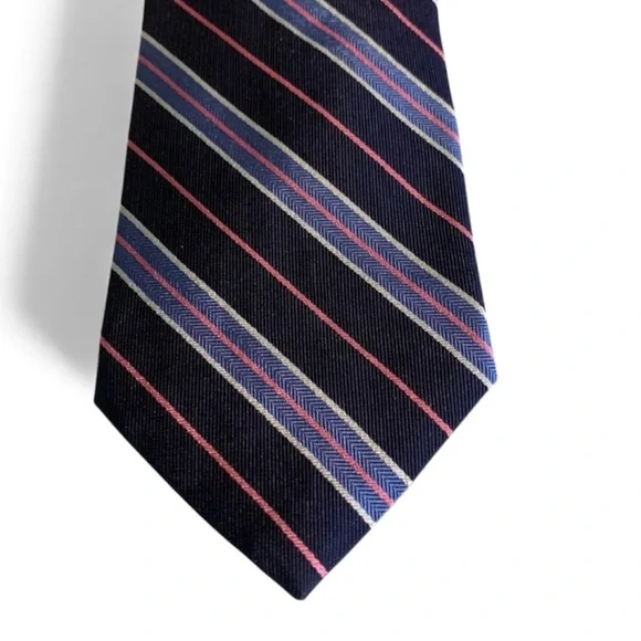Brooks Brothers Mens Repp Silk Tie - Navy with Stripe - NWOT Made in USA