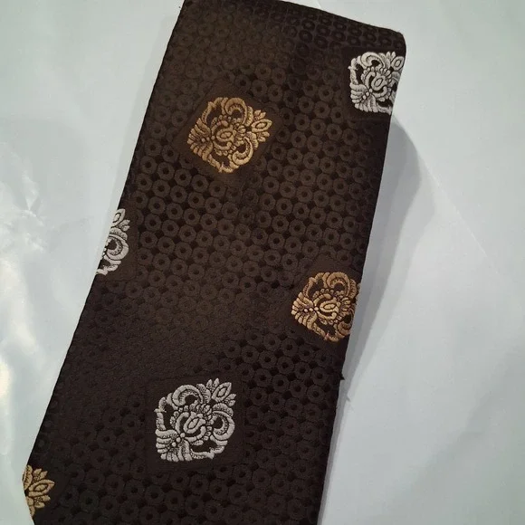 Vintage Bill's Clothes Tie Men OS Brown Floral Medallion Retro Business Formal