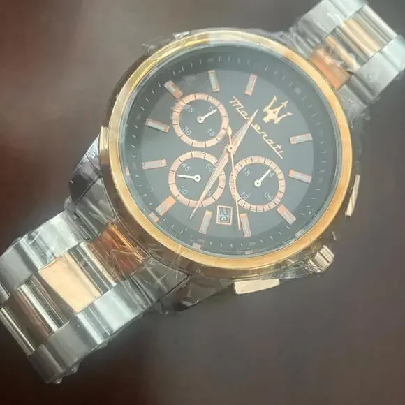 Maserati 44mm Authentic Silver and‎ Gold Men's Watch