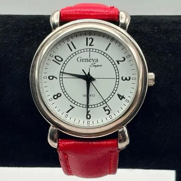 Vintage Silver & Red Men's Watch