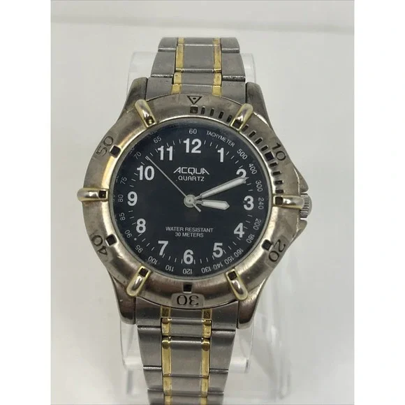 Acqua Men's Quartz‎ Watch 40mm Case Two Tone Band- New Battery