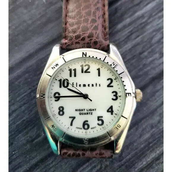 Men’s Vintage Elements Night Light‎ Quartz Watch New Battery