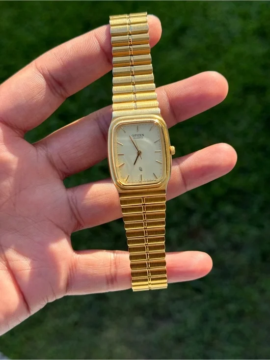 Citizen vintage Gold Tone Rectangular tank men’s  Bracelet Watch