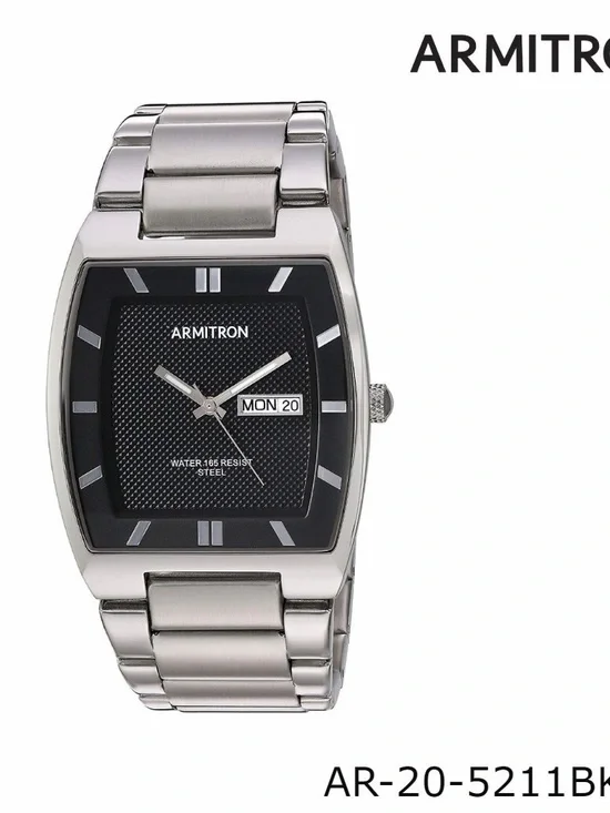 Armitron Men's Silver all Stainless Steel Watch with Black Dial