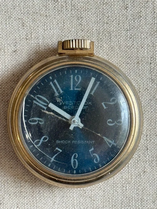 Vintage Westclox Scotty Pocket Watch Floral Engraved Gold Tone