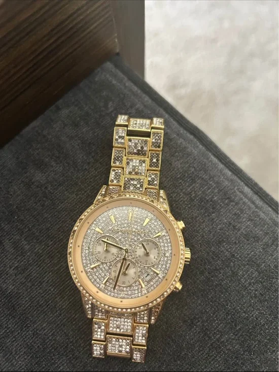 Gold Crystal Men's Chronograph Watch - Gold