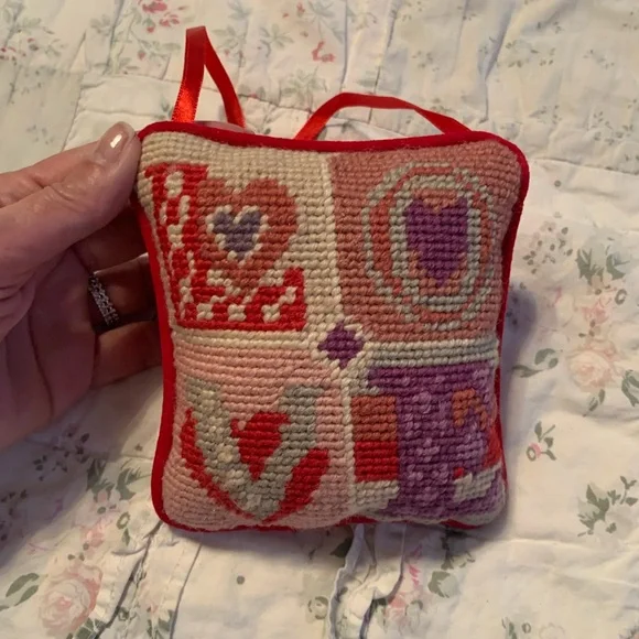 Needlepoint Mini Heart Pillow