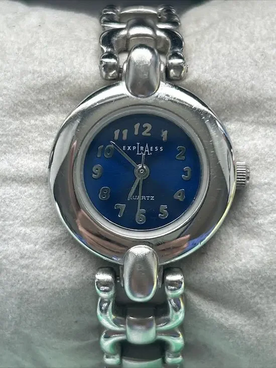 LA Express Blue Dial Silver Tone Women’s Quartz Watch