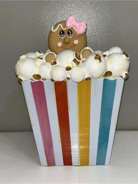 Fake Gingerbread Buttered Popcorn Display Handmade