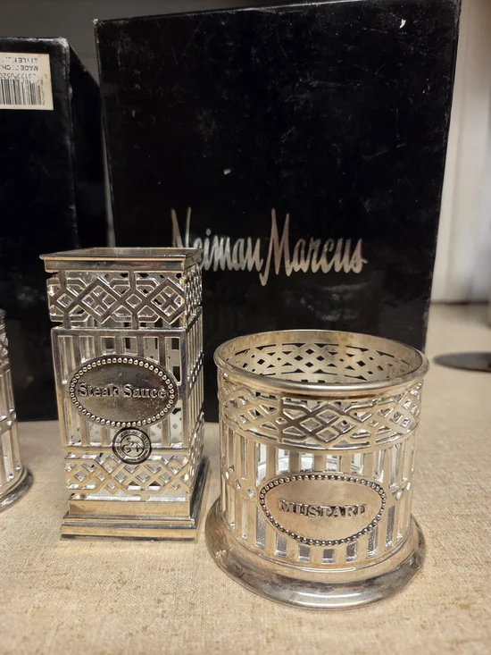 Godinger Silver-Plated Lattice Condiment Holders - Silver