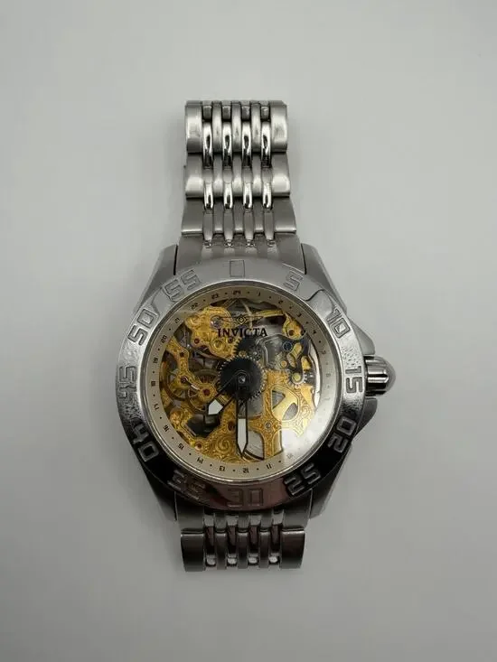 RARE Invicta 5114 Mechanical Skeleton Men's Watch - Discontinued - WORKING