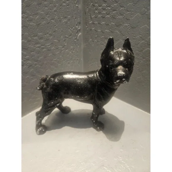 Vintage Cast Iron Boston Terrier Door Stop Decorative Pet Statue