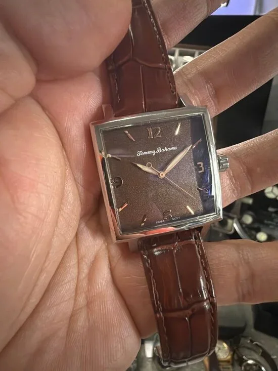 Tommy Bahama TB1000 Silver Palm Sterling Silver 34mm Swiss Quartz Original Box