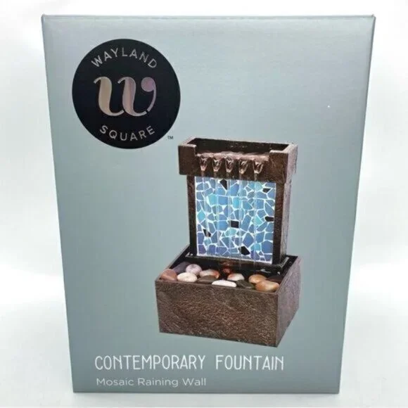 Mosaic Raining LED Tabletop Water Fountain New