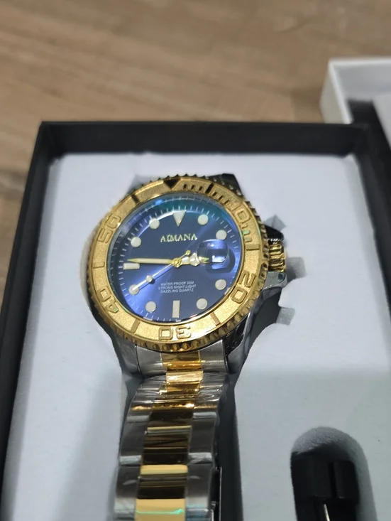 Men’s Two-Tone Gold & Silver Watch with Blue Dial