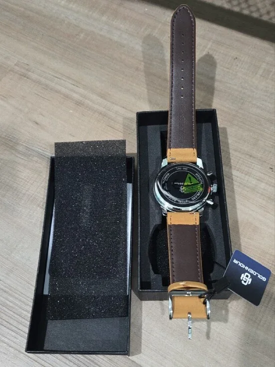 Goldenhour Chronograph Watch - Light Blue Dial, Tan Leather Strap