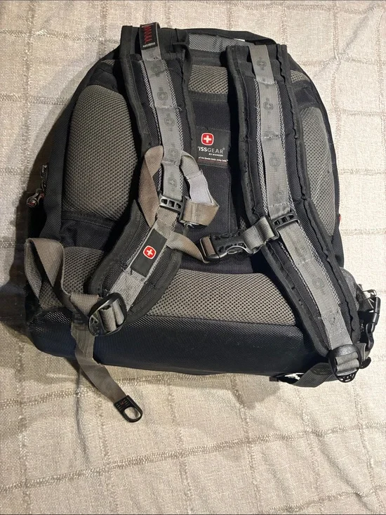 SwissGear Black and Gray Men's Laptop Backpack with Padded Straps